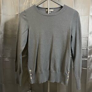 Ann Taylor Black Crew Neck Sweater with Button Accents